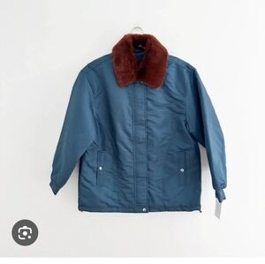 Blank NYC Teal Jacket with Rich Brown Collar